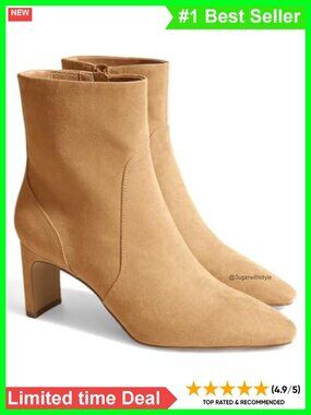 Women's Chunky Low Heel Ankle Boots Side Zipper Faux Suede Fall Shoes